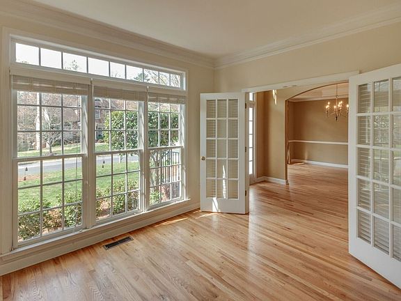 French Doors to Office / Library.  Real Wood Floor