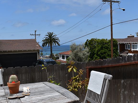 Fenced backyard patio view