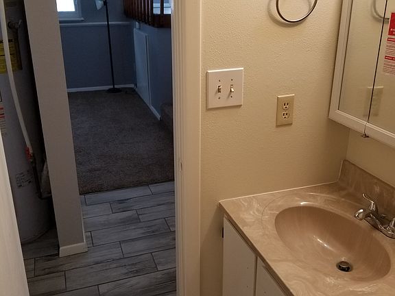 Basement bathroom has shower