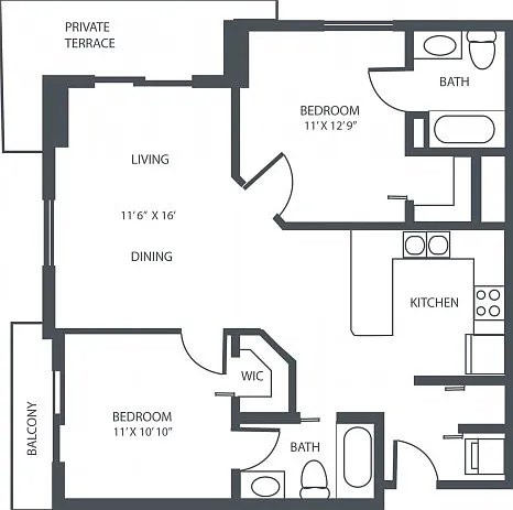 Model M | 2 Bedroom, 2 Bath Model M | 2 Bedroom, 2 Bath