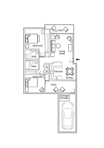 Floor plan 2X2 - Balcony
