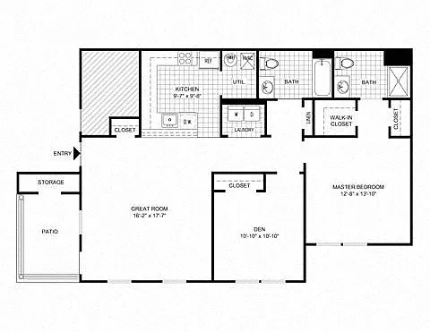 Floor plan 1 Bed 2 Bath