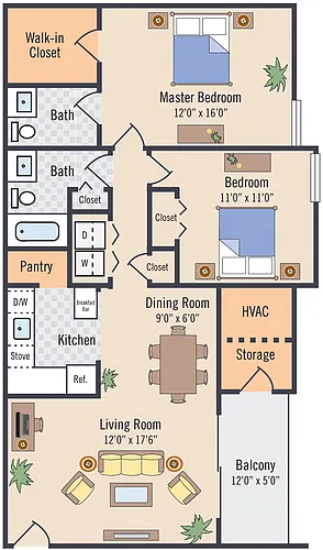 Floor plan 2 BEDROOM 1.5 BATH