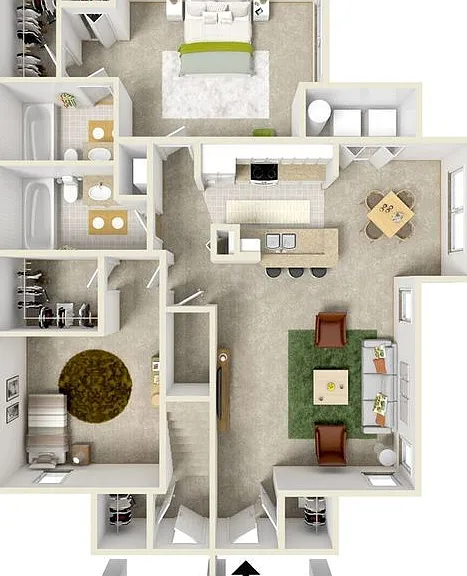 Hawthorne Village - 2 Bed/2 Bath Downstairs - 2 Beds - 2 Baths - 1109 Sq. ft.