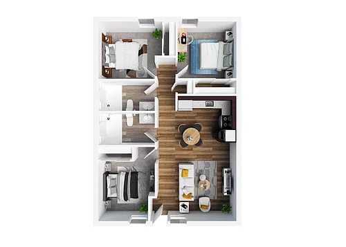 Floor plan 3BR/2BA - A