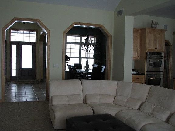 Great room, dining room and kitchen