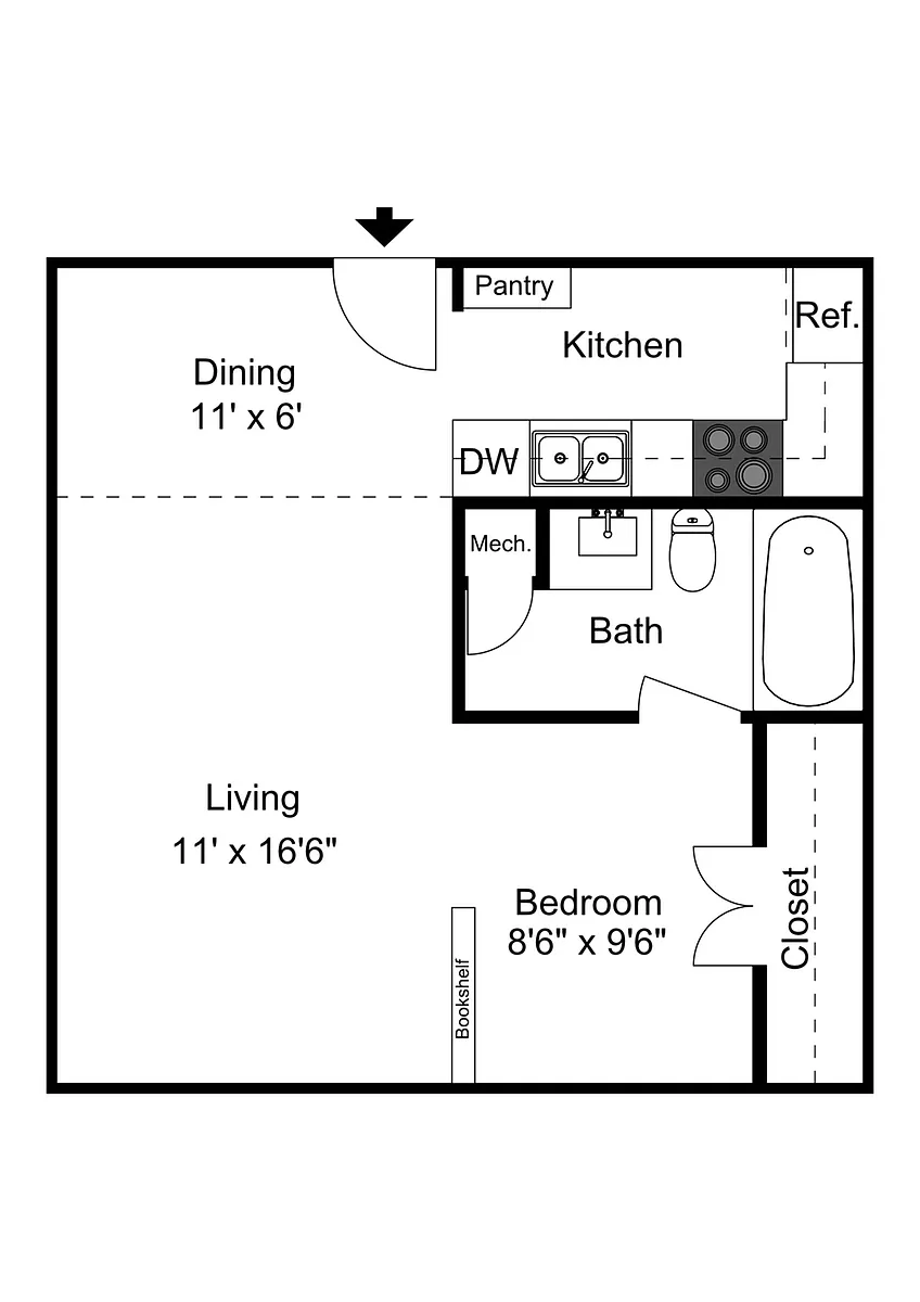 Floor plan Efficiency 510Sq.Ft