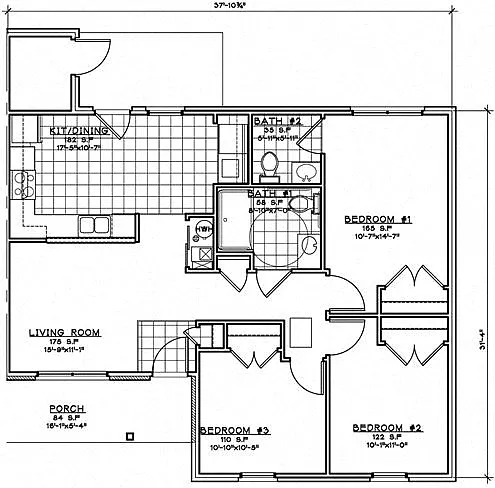 Floor plan 3 Bedroom Unit