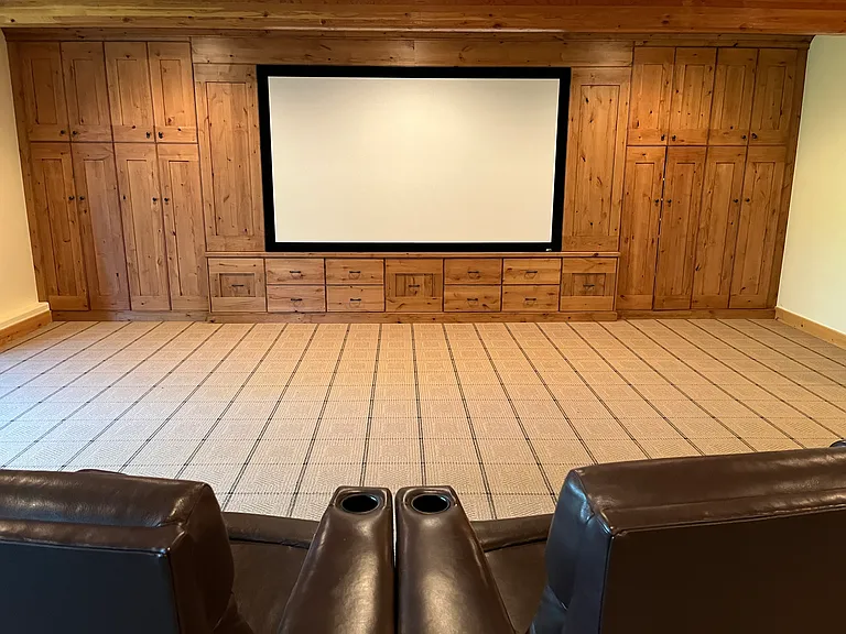 Theater / Media Room with 11 foot screen and 8 leather reclining theater chairs included