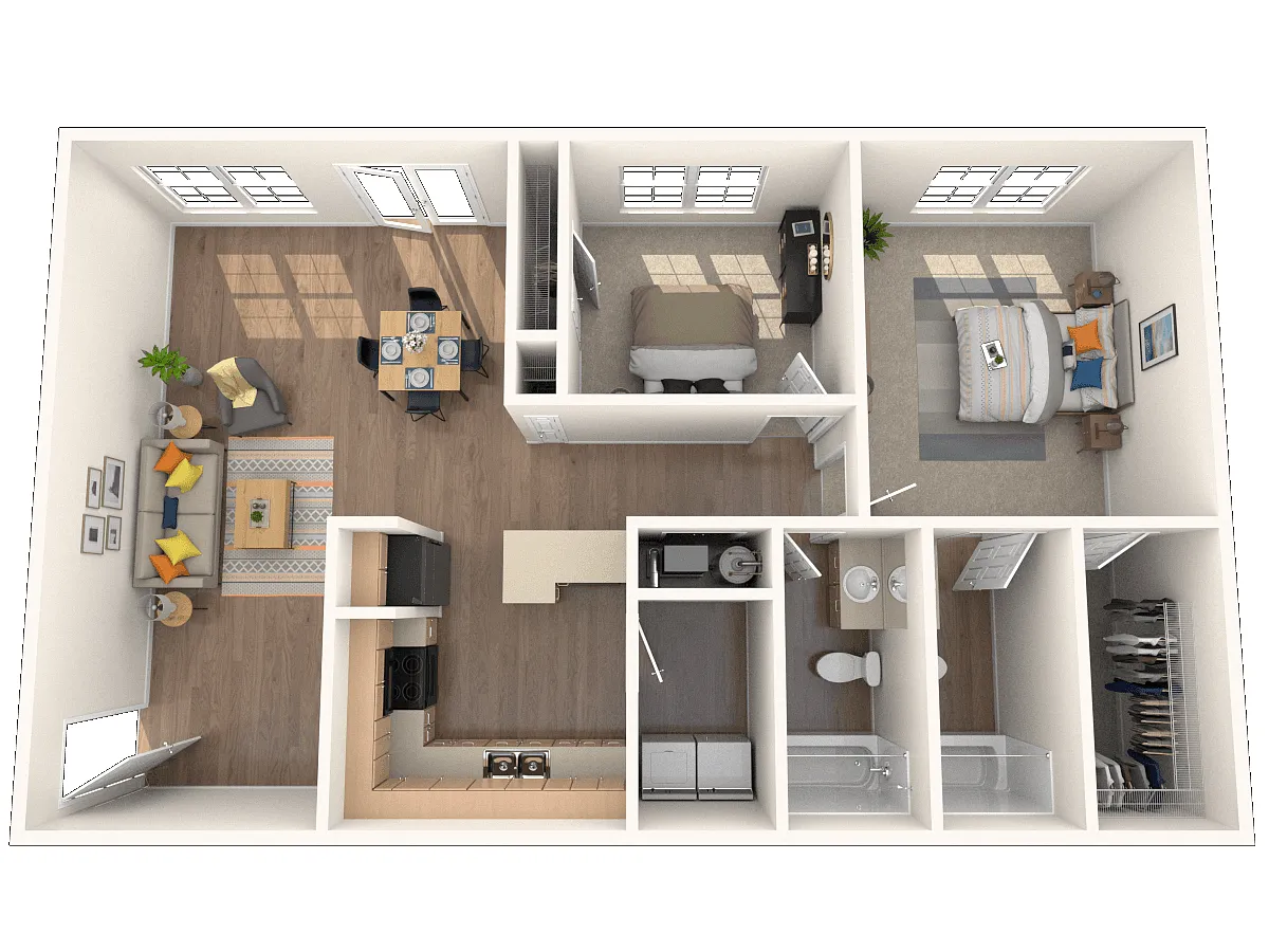 Floor plan 2 Bed 2 Bath 1175 Sq Ft