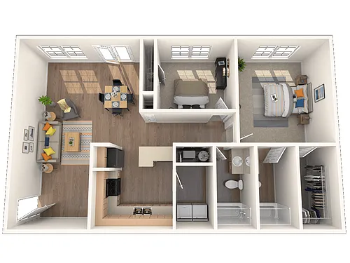 Floor plan 2 Bed 2 Bath 1175 Sq Ft