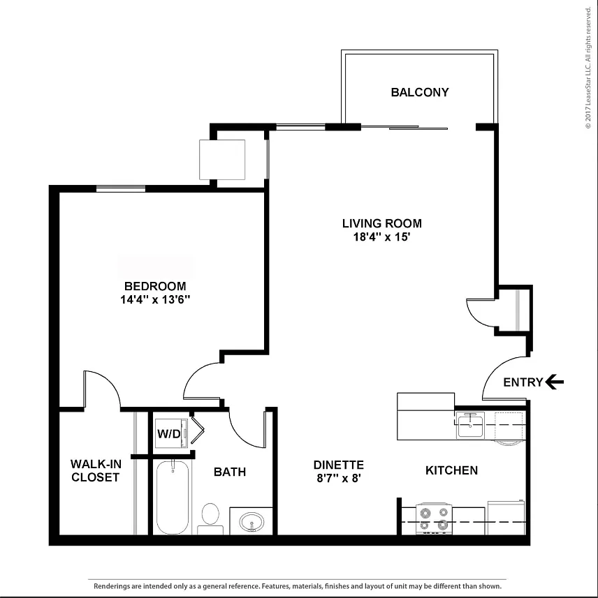 Floor plan Traditional 1 BR w/ Dining Room