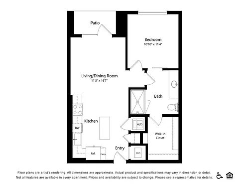 Floor plan 1x1C
