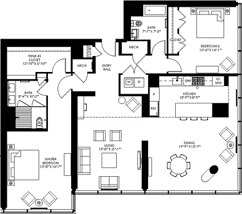 Floor plan 2 Bed/2 Bath-b11