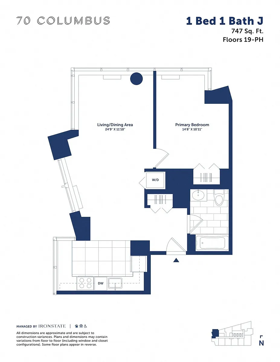 Floor plan 1 Bed 1 Bath J