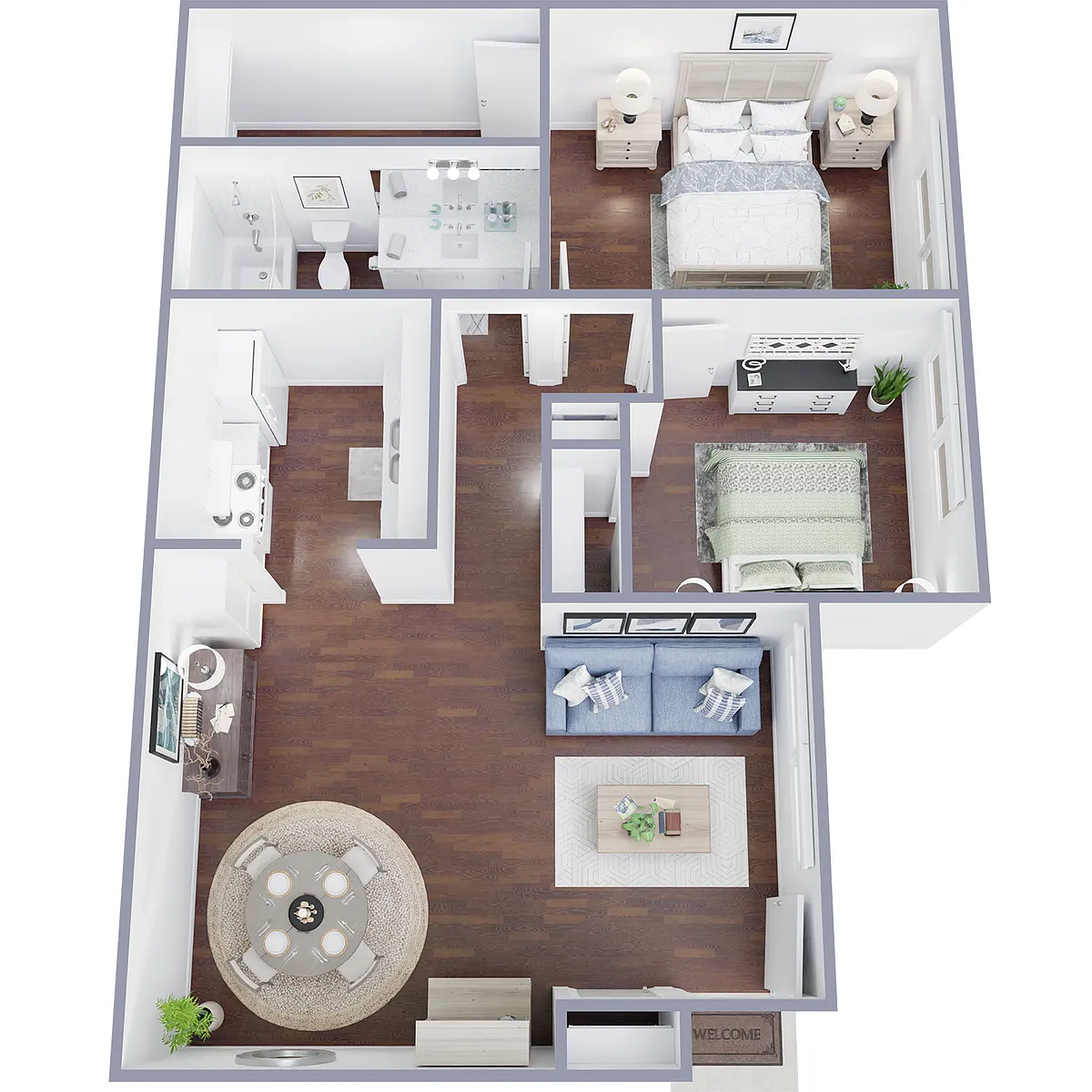 Floor plan 2 Bedroom 1 Bath