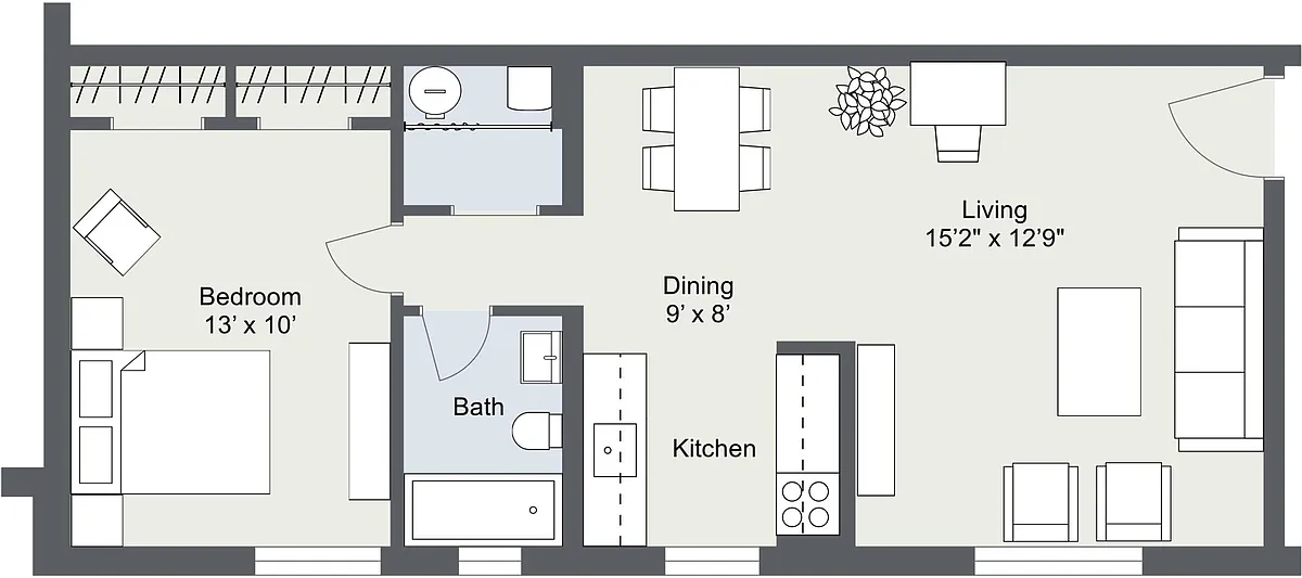 Floor plan 1 Bedroom Apartment