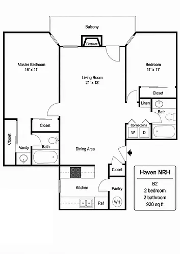 Floor plan B2 - Updated Two-Bedroom