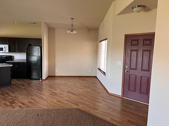 Dining area in open concept living space.