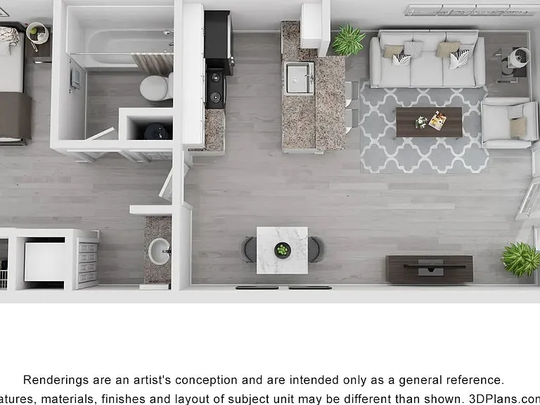 A 3D floor plan rendering of The Navigator.