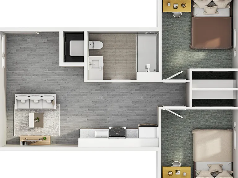 Explore this contemporary apartment layout designed for comfort and modern living. Explore this contemporary apartment layout designed for comfort and modern living.