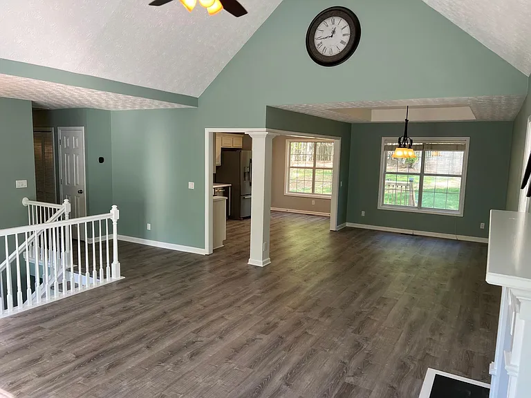 Greatroom view to dining room and kitchen
