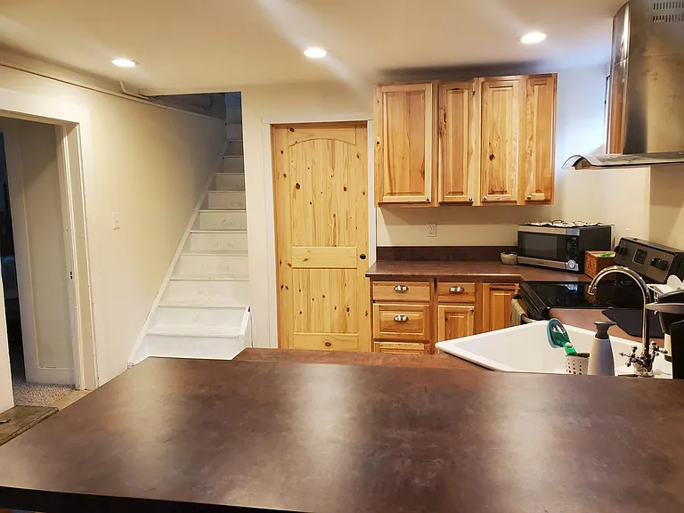 Newly remodeled roomy unit. Lots of light. Hickory cabinets.