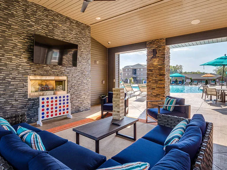 Picturesque Pool And Cabana Setting