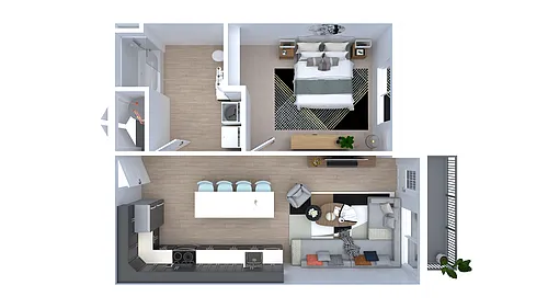 Floor plan 1 Bed 1 Bath ADA