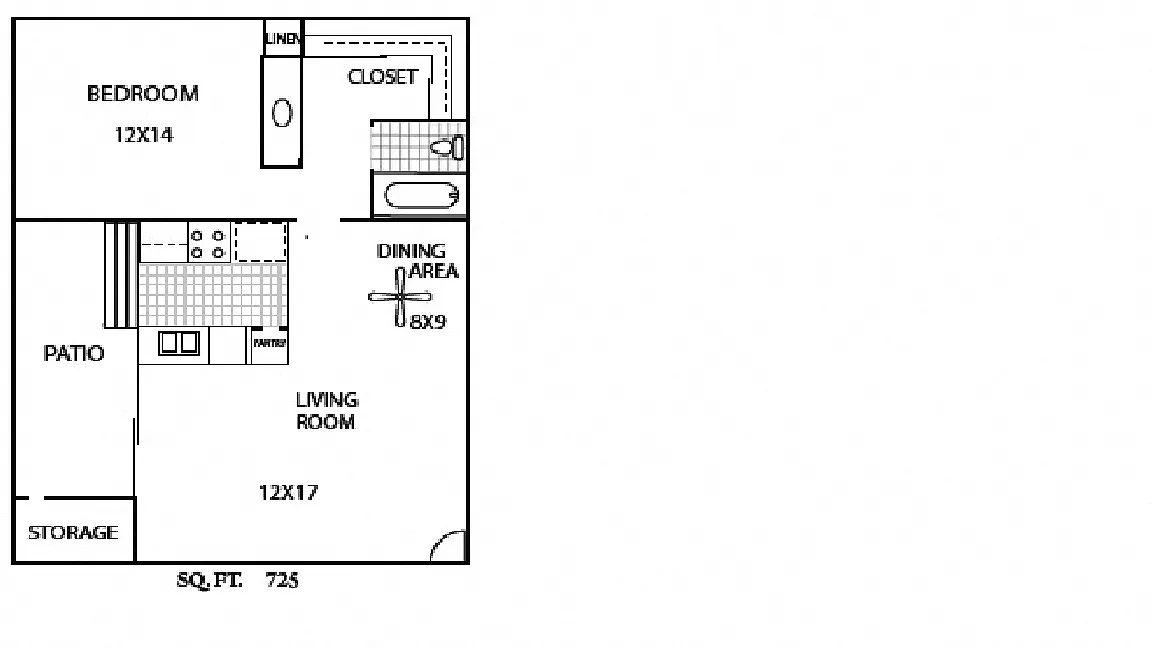 Floor plan 1 Bedroom/1Bath