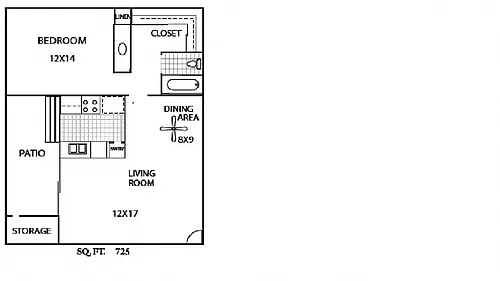 Floor plan 1 Bedroom/1Bath