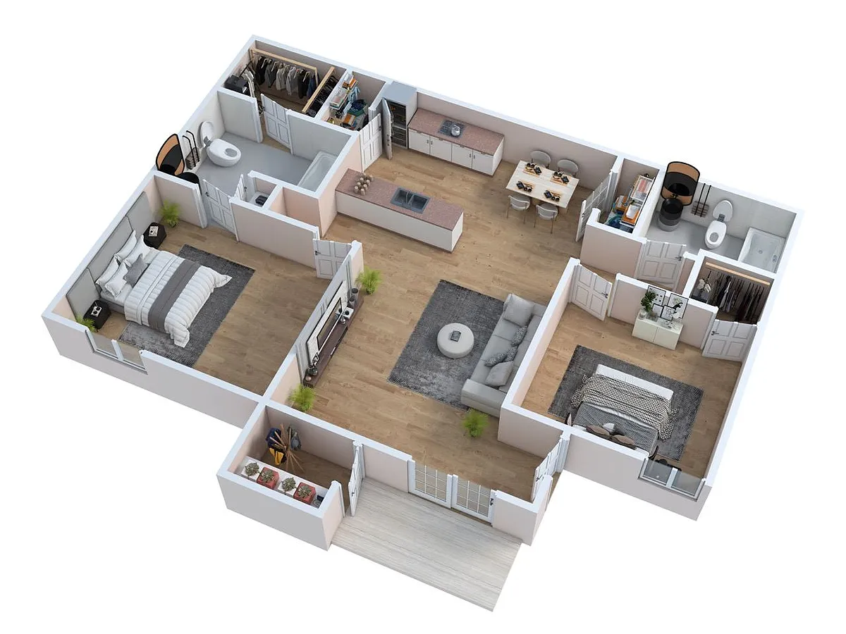 Floor plan 2 Bedroom, 2 Bath