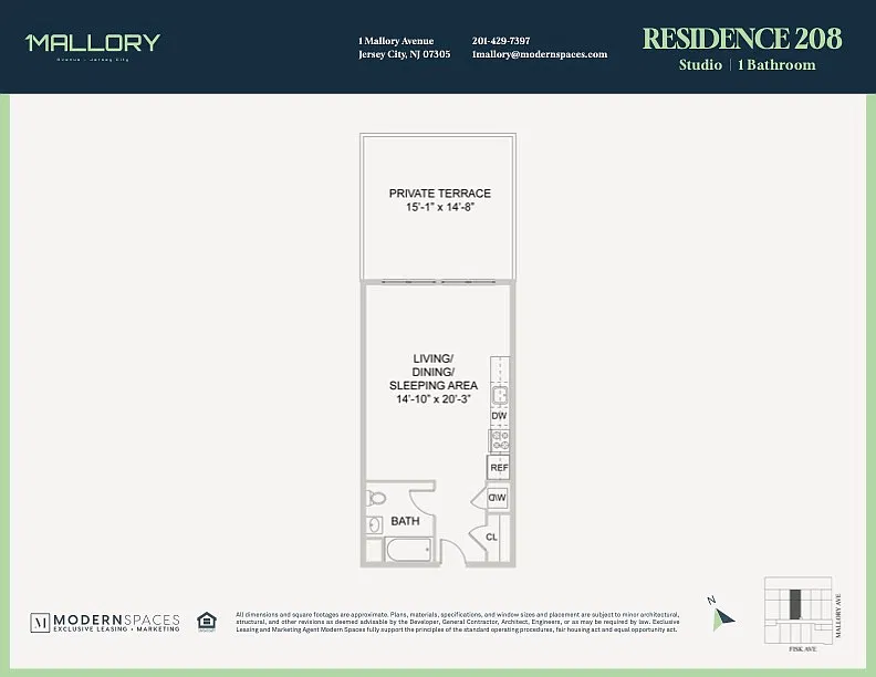 Floor plan Studio balcony