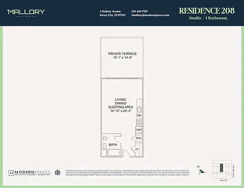 Floor plan Studio balcony