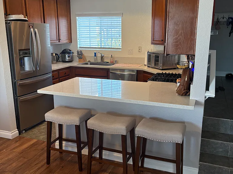 Kitchen with stainless steel appliances
