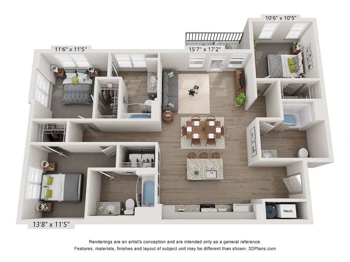 Floor plan 3 Bed 3 Bath