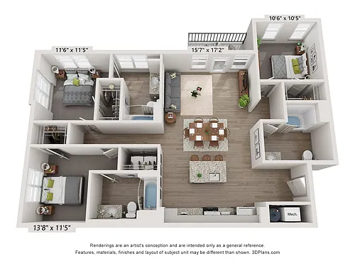 Floor plan 3 Bed 3 Bath