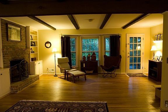 ...more living room with romantic fire place