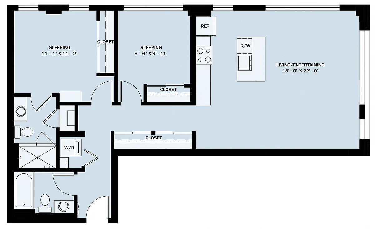 Floor plan 2 Bedroom 2 Bath C5