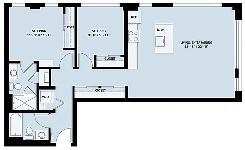 Floor plan 2 Bedroom 2 Bath C5