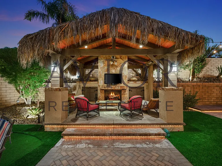 Outdoor Lounge Area with Fireplace