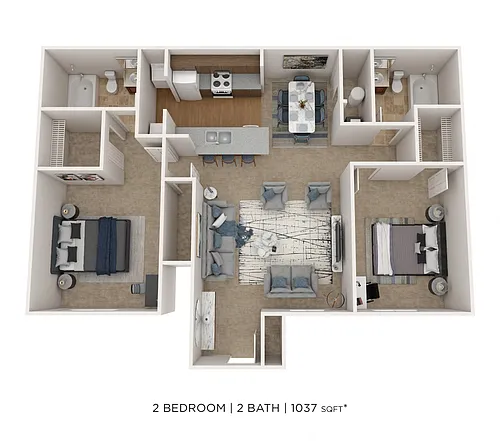 Floor plan Two Bedroom 2 Bath