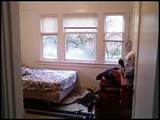 Front of house bedroom with Lilac tree outside the windows