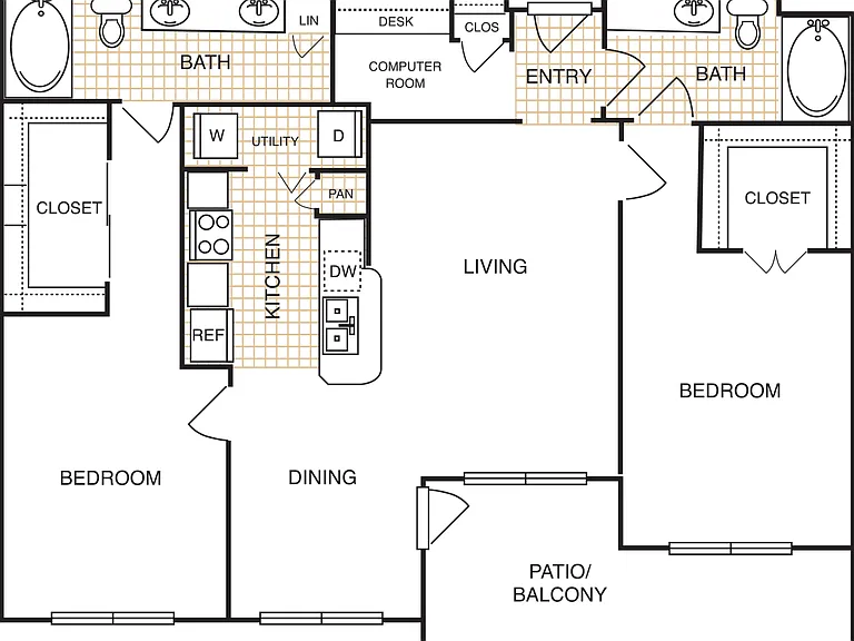 Estates at Memorial Heights - B2 - 2 Beds - 2 Baths - 1204 Sq. ft.