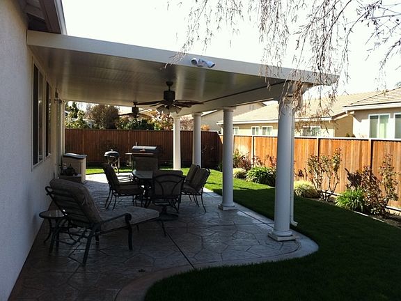Patio with ceiling fans