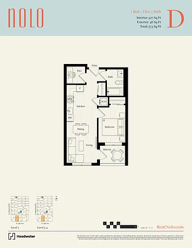 Floor plan D Plan - 1 BD 1 BTH + FLEX