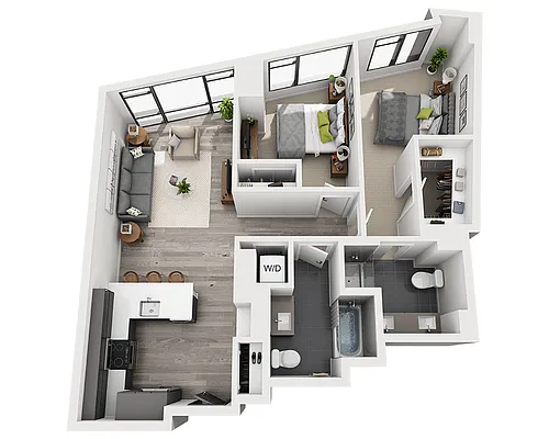 Floor plan Two Bedroom B2W