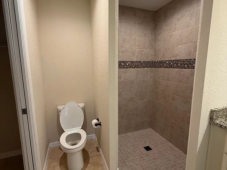 Walk in shower.