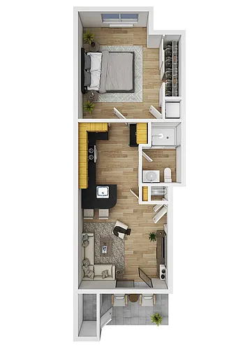 Floor plan One Bed One Bath Townhouse