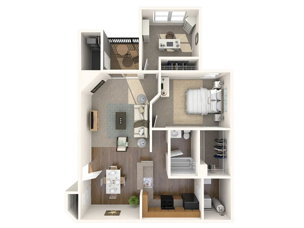 Floor plan 1 Bed 1 Bath w/Den